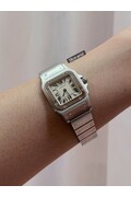 24mm • 2009 Cartier Santos Galbee Ref.1565 Cal.157 White Roman Dial Quartz Watch Full Set